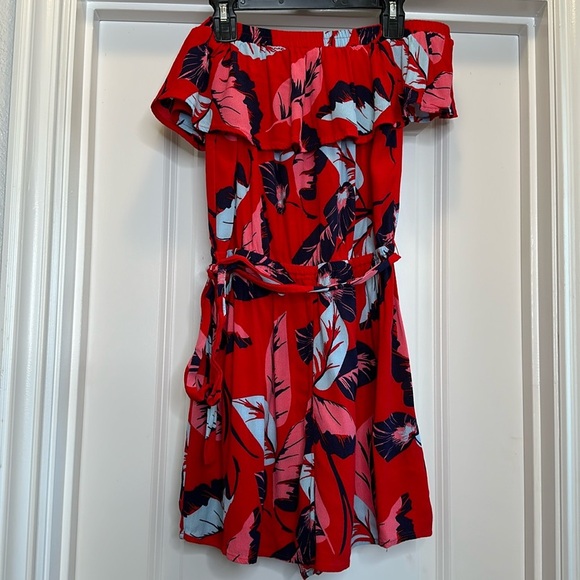 Express red floral print romper‎ size XS - Picture 2 of 5